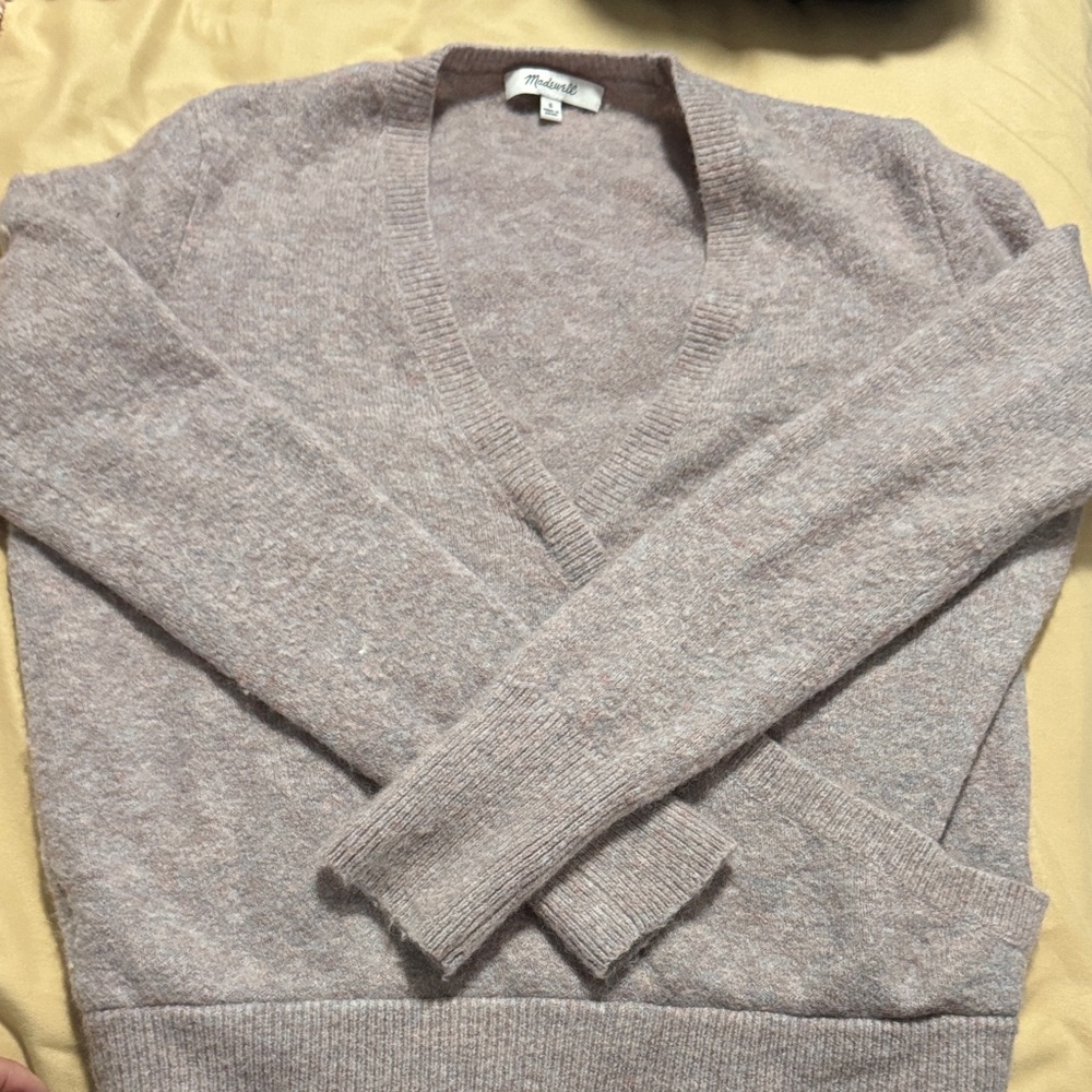 Madewell V-Neck Sweater in Light Gray/lilac